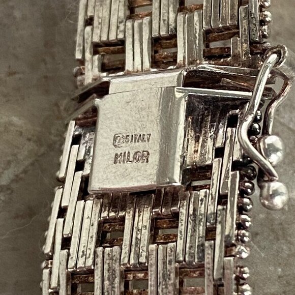 Italian Milor Sterling Silver 925 Heavy 16mm Wide Woven Riccio Bracelet 7.25" - Picture 6 of 16